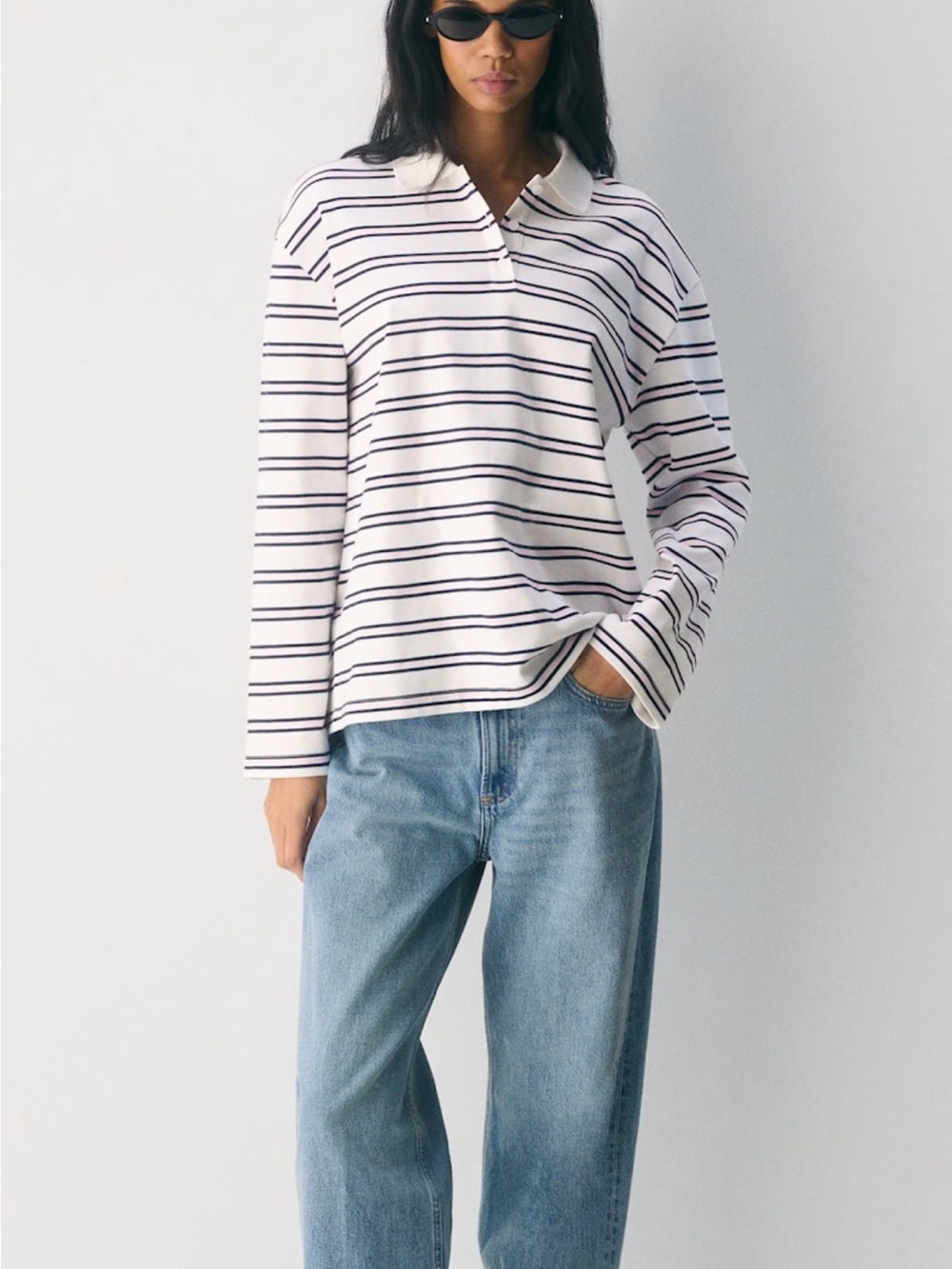 Aritzia Interlock Cotton Eton Longsleeve Polo